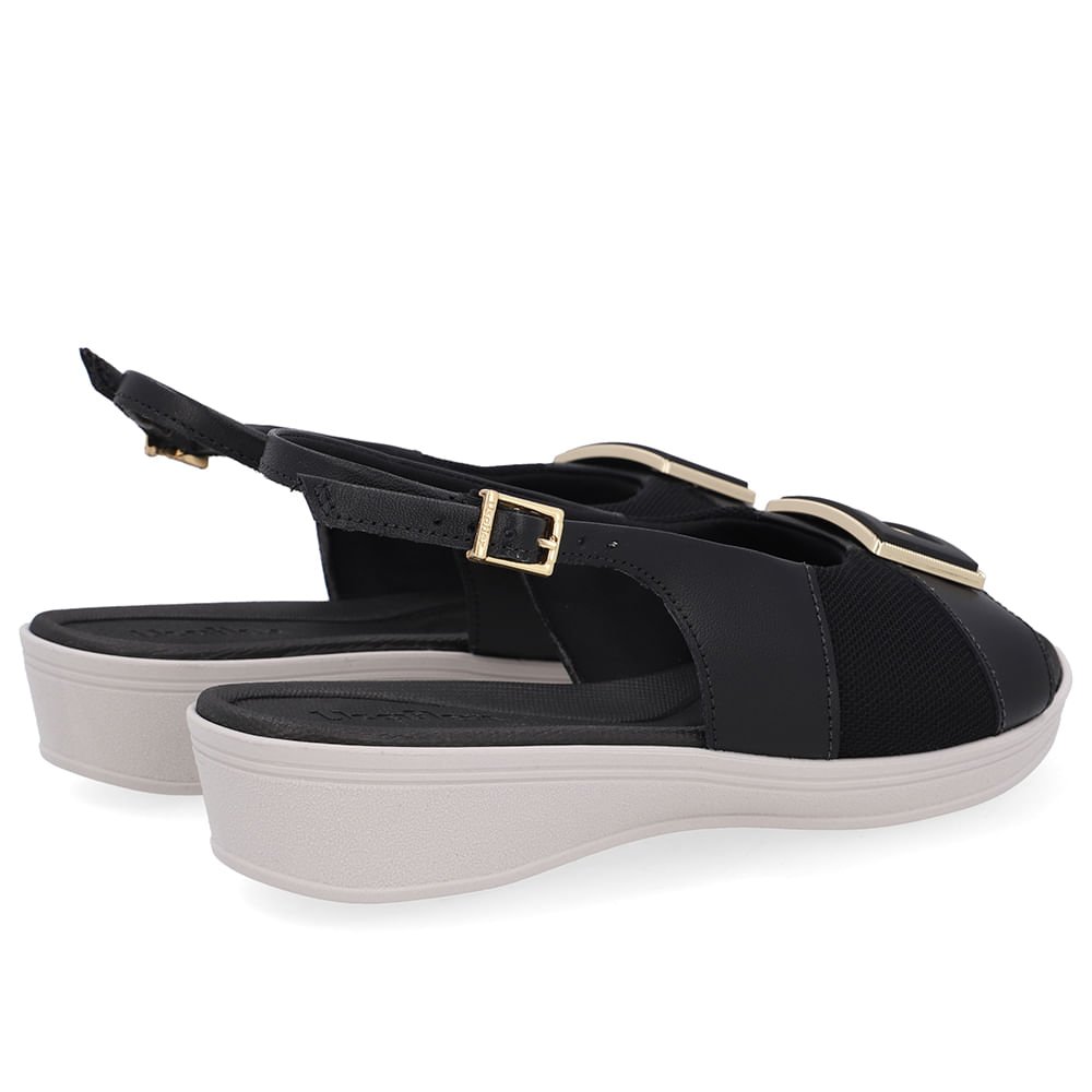 Slingback Preto Salto Anabela Couro Preto 3
