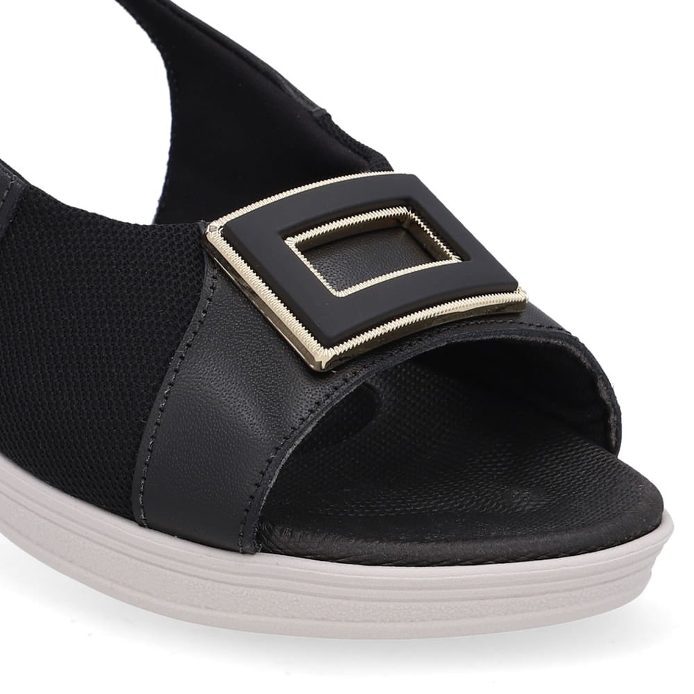 Slingback Preto Salto Anabela Couro Preto 4