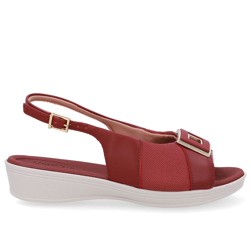 Slingback Vermelho Salto Anabela Couro