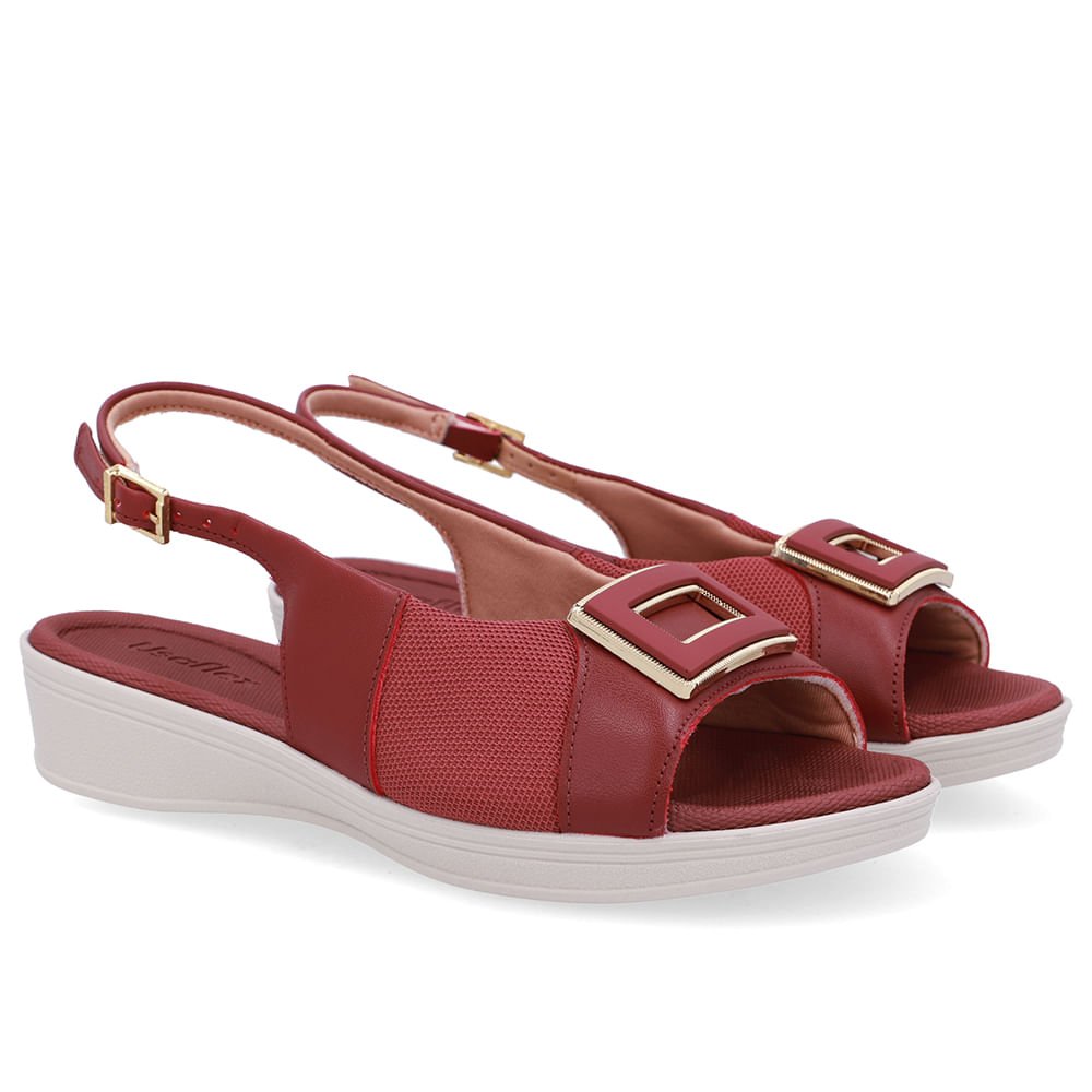 Slingback Vermelho Salto Anabela Couro Vermelho 2