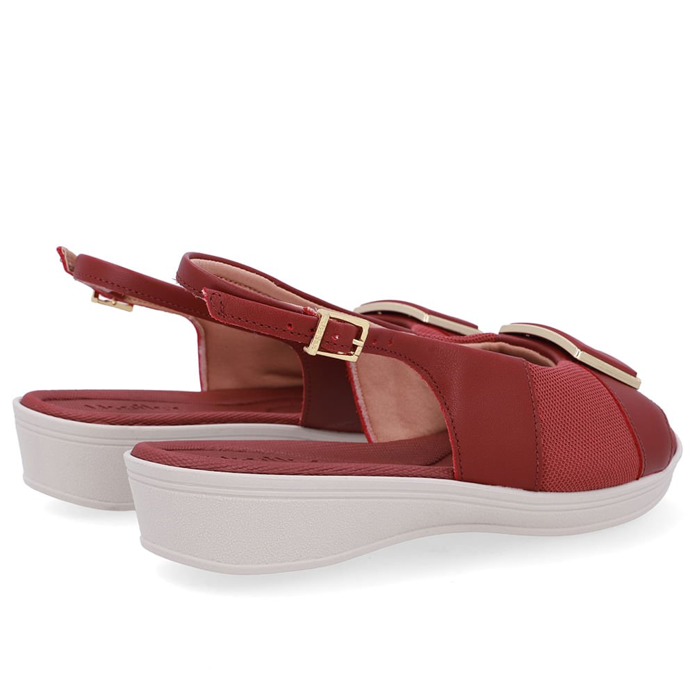 Slingback Vermelho Salto Anabela Couro Vermelho 3