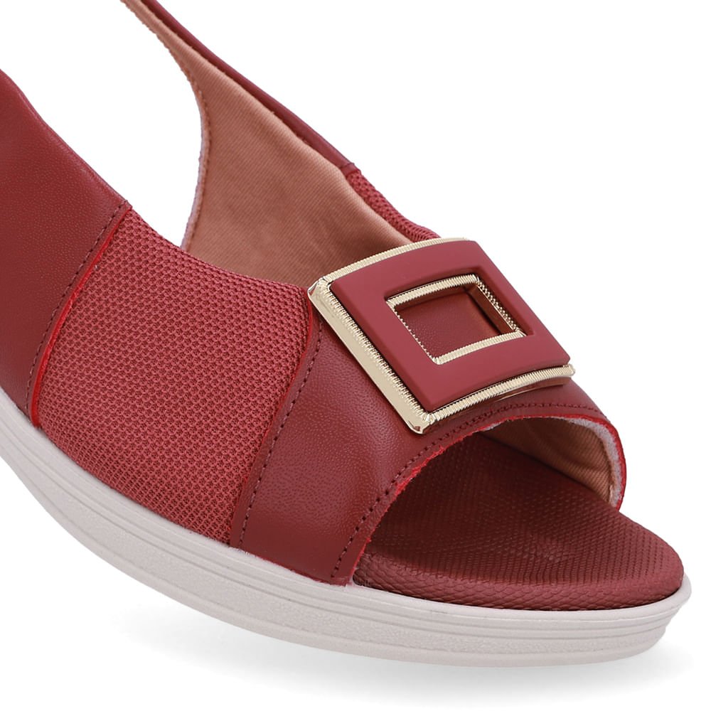 Slingback Vermelho Salto Anabela Couro Vermelho 4