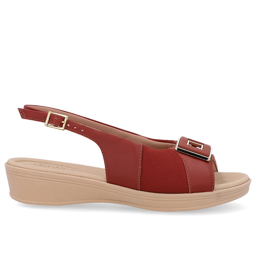 Slingback Marrom Salto Anabela Couro