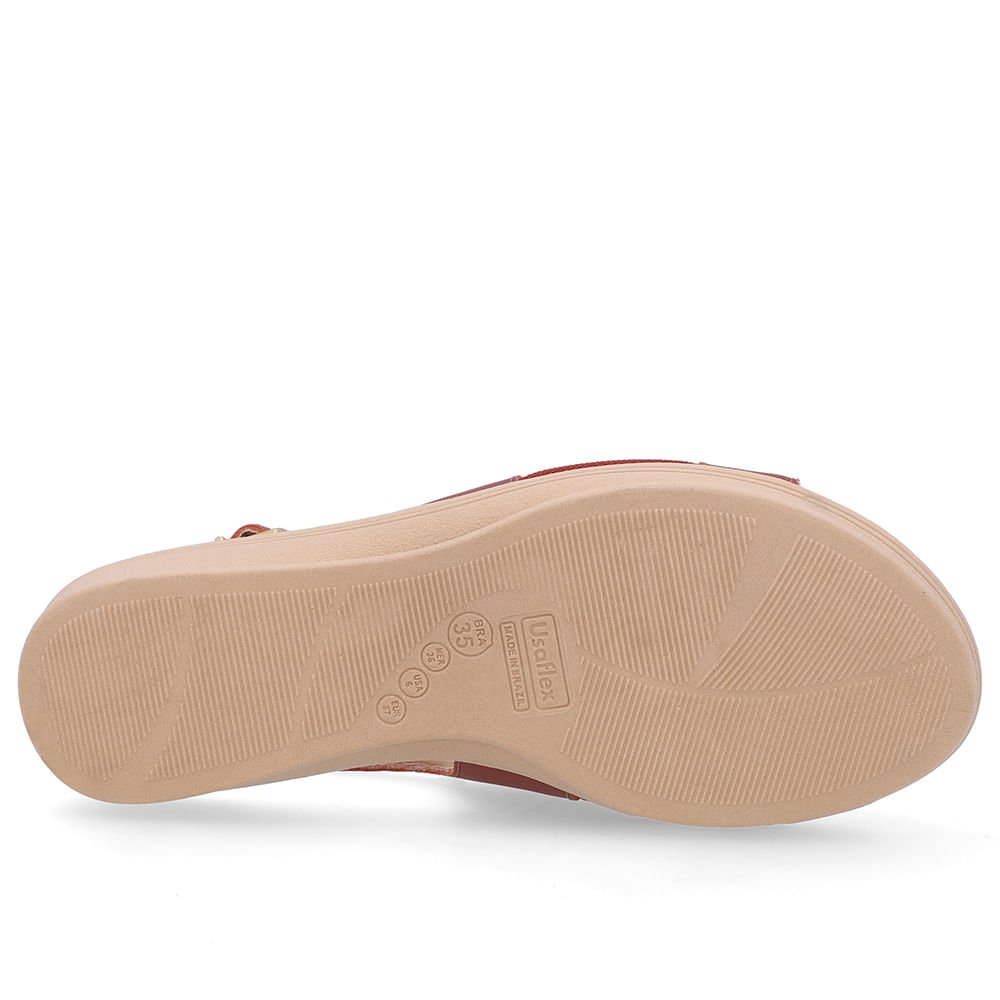 Slingback Marrom Salto Anabela Couro Vermelho 5