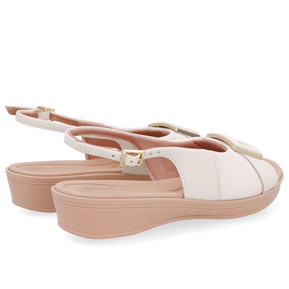 Slingback Branco Marfim Salto Anabela Couro Marfim 3