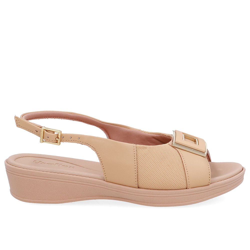 Slingback Bege Creme Salto Anabela Couro