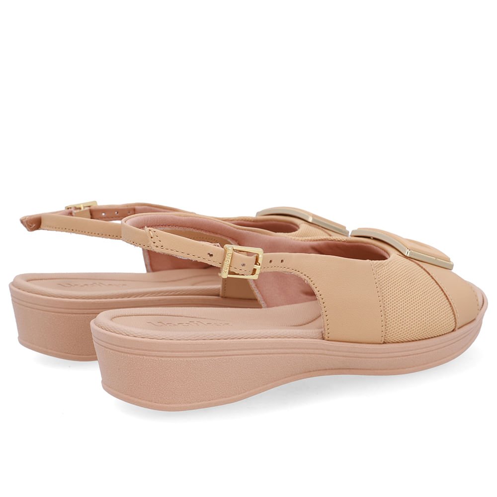 Slingback Bege Creme Salto Anabela Couro Creme 3