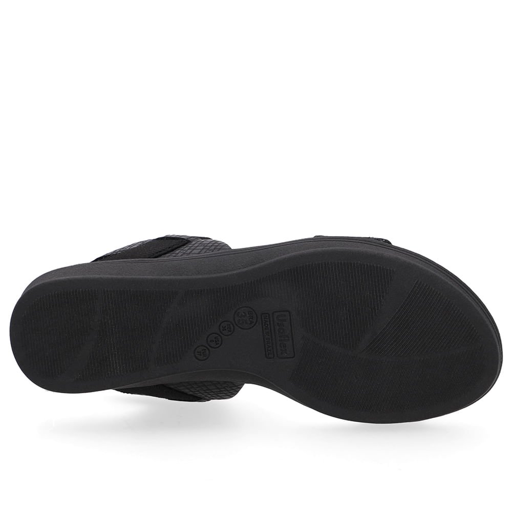 Sandália Couro Preta Tira Elástico Preto 5