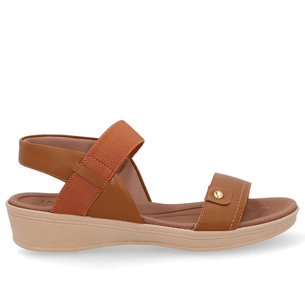 Sandália Couro Marrom Tira Elástico