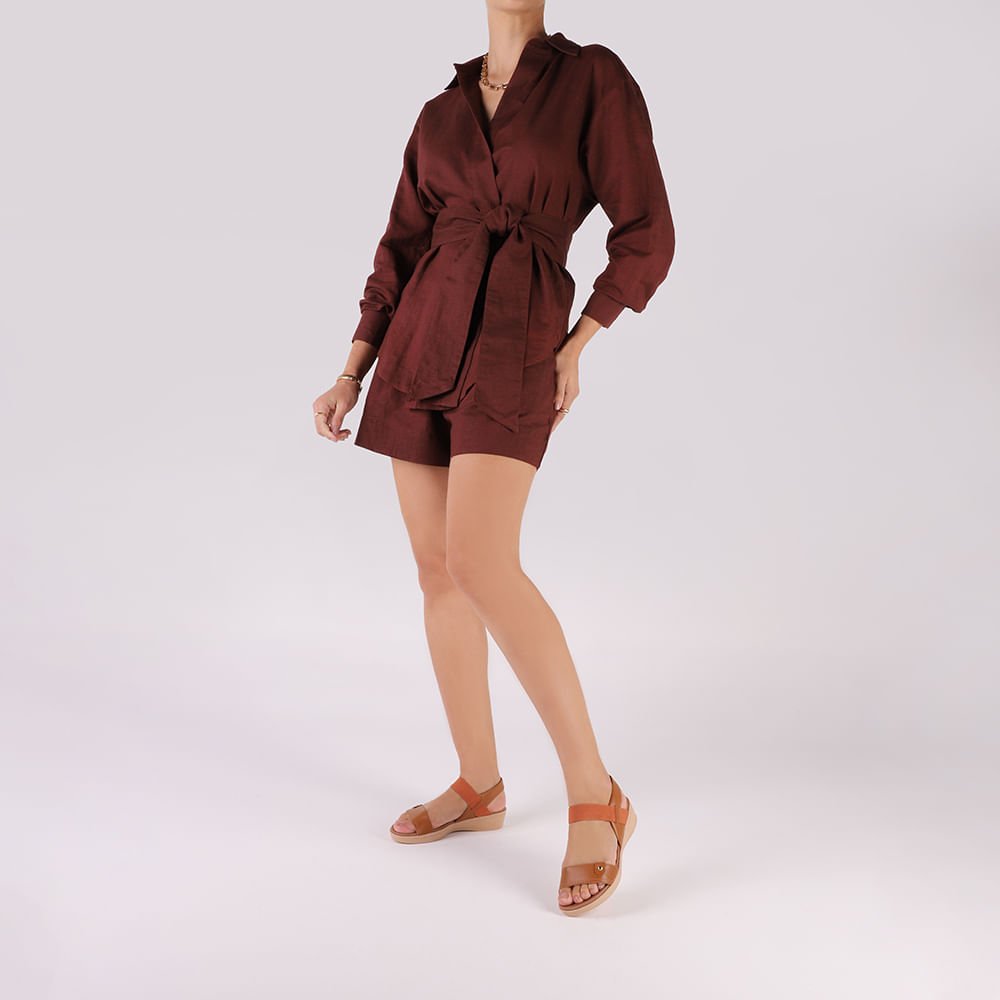 Sandália Couro Marrom Tira Elástico Marrom 4