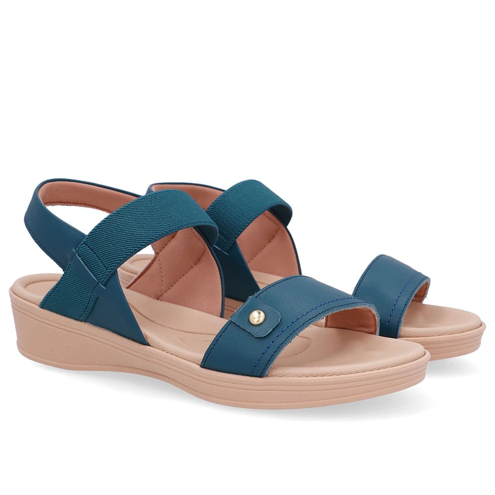 Sandália Couro Azul Tira Elástico Azul 2