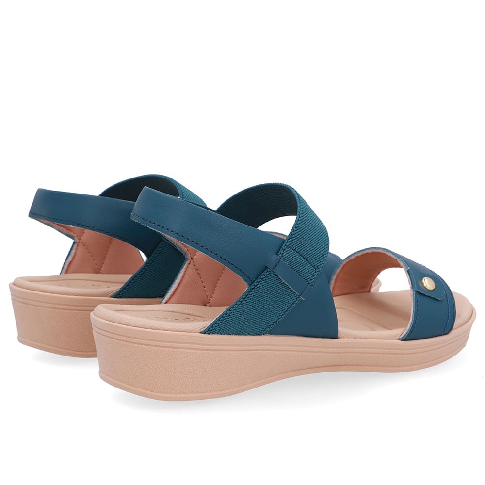 Sandália Couro Azul Tira Elástico Azul 3