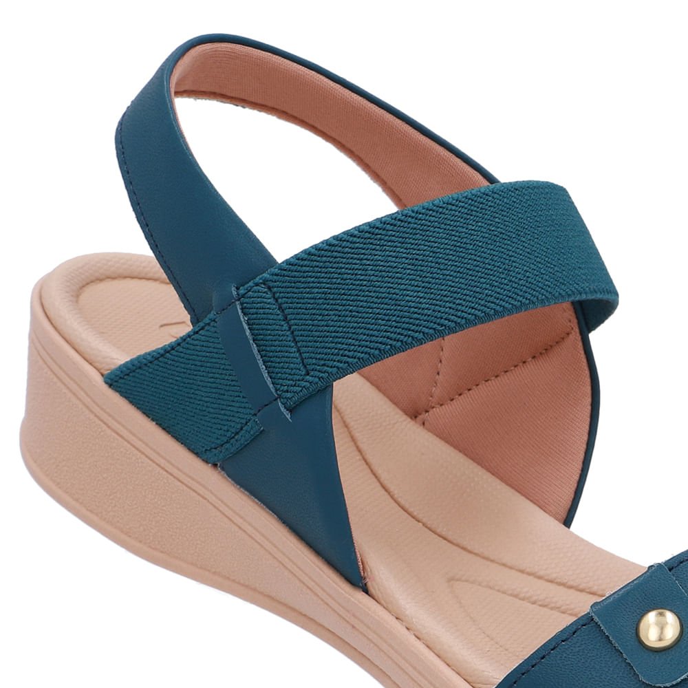 Sandália Couro Azul Tira Elástico Azul 4