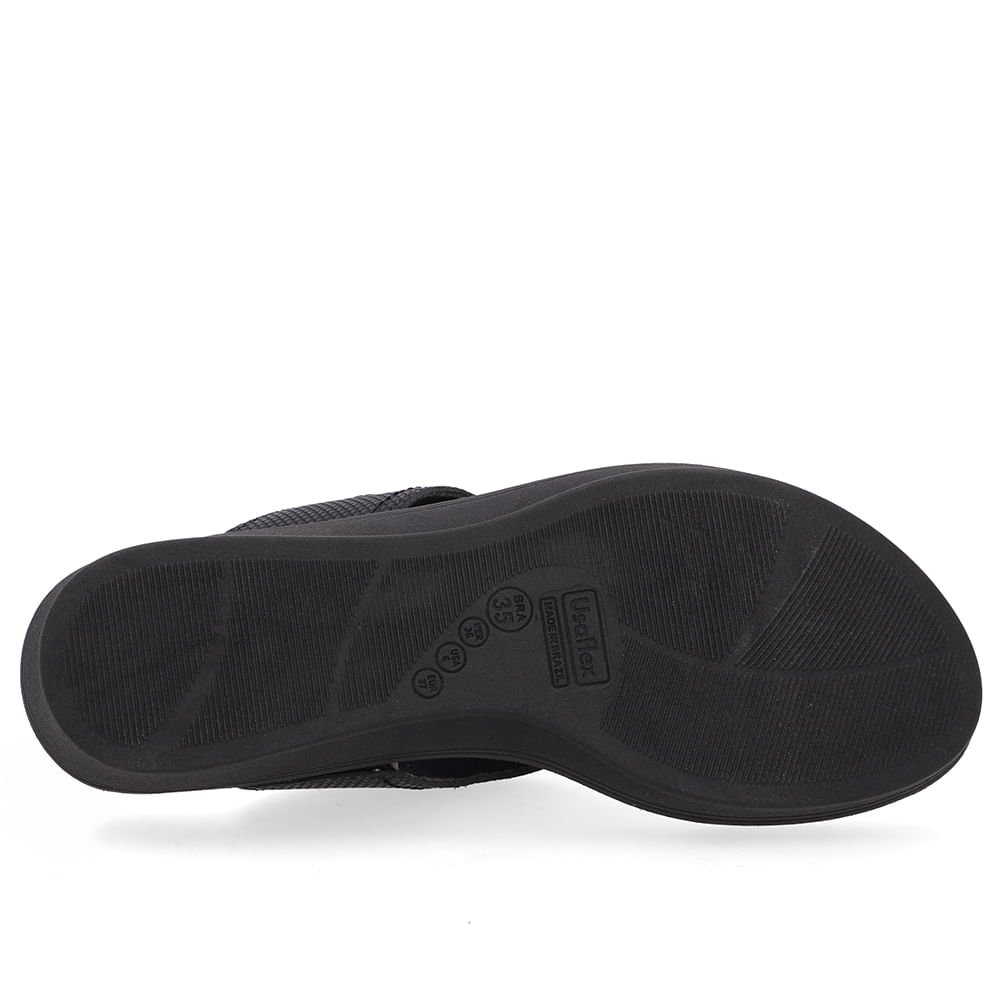 Chinelo Salto Baixo Couro Preto Preto 5