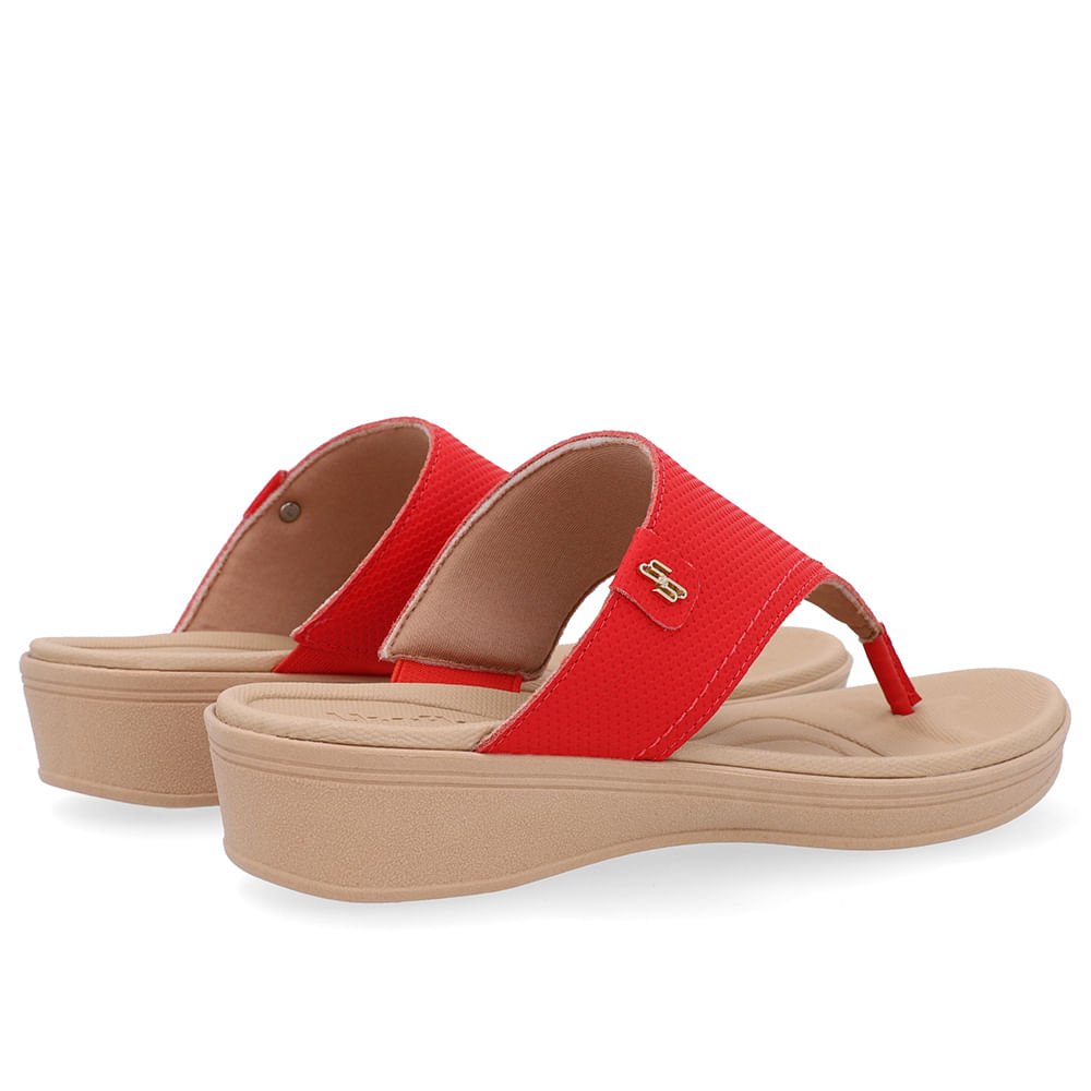 Chinelo Salto Baixo Couro Vermelho Vermelho 3