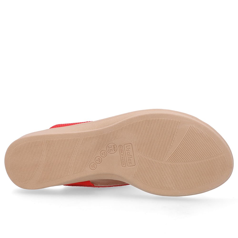 Chinelo Salto Baixo Couro Vermelho Vermelho 5
