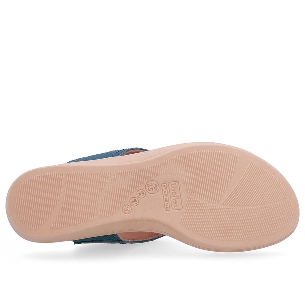 Chinelo Salto Baixo Couro Azul Azul 5