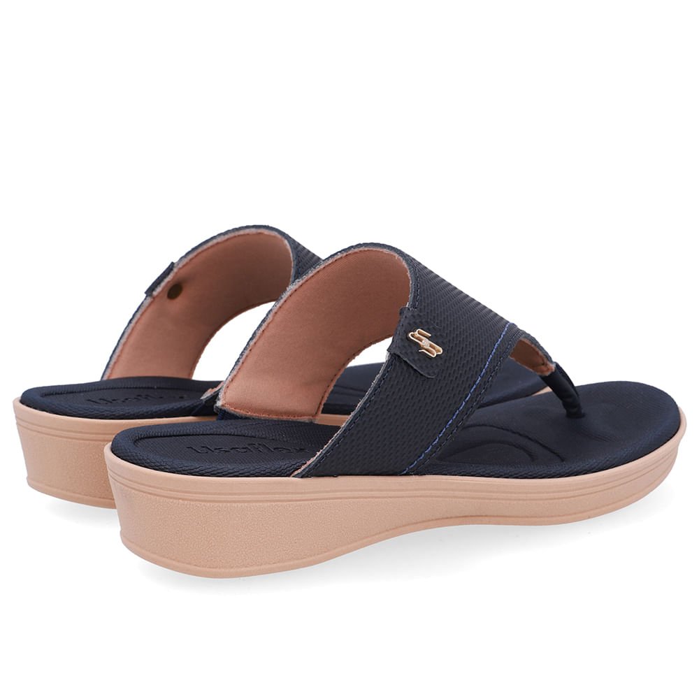 Chinelo Salto Baixo Couro Azul Azul 3
