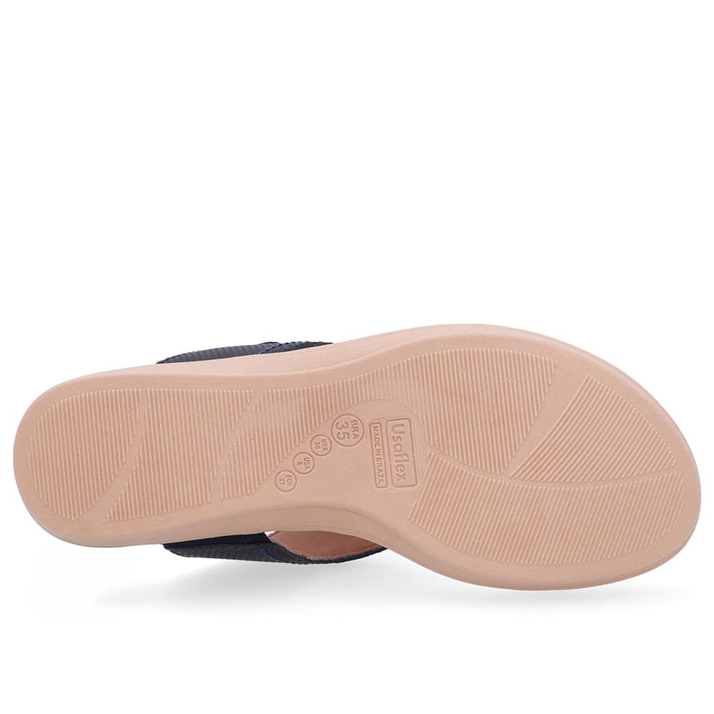 Chinelo Salto Baixo Couro Azul Azul 5