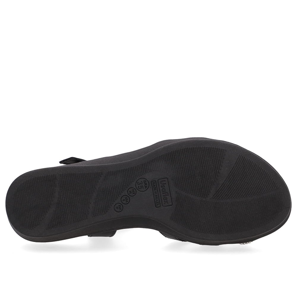 Sandália Couro Preta Tira Strass Preto 4