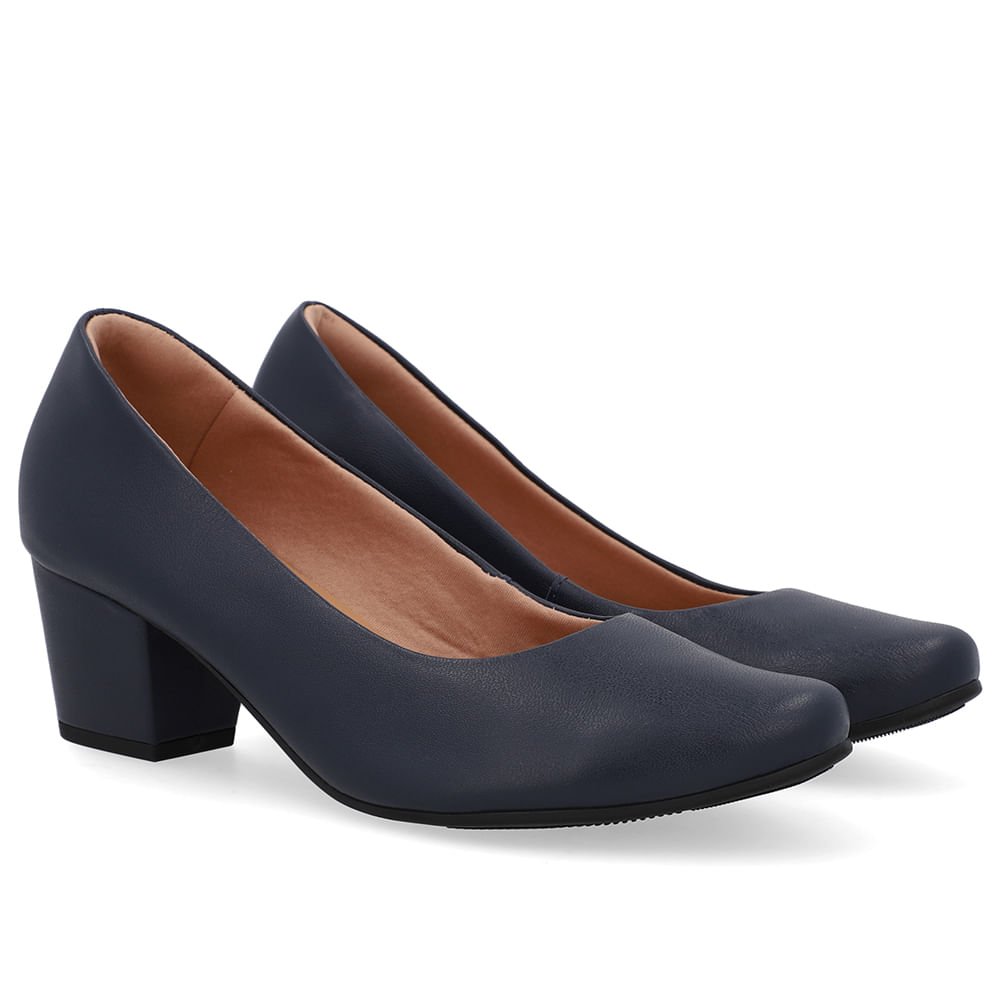 Scarpin Couro Azul Salto Bloco Azul 2