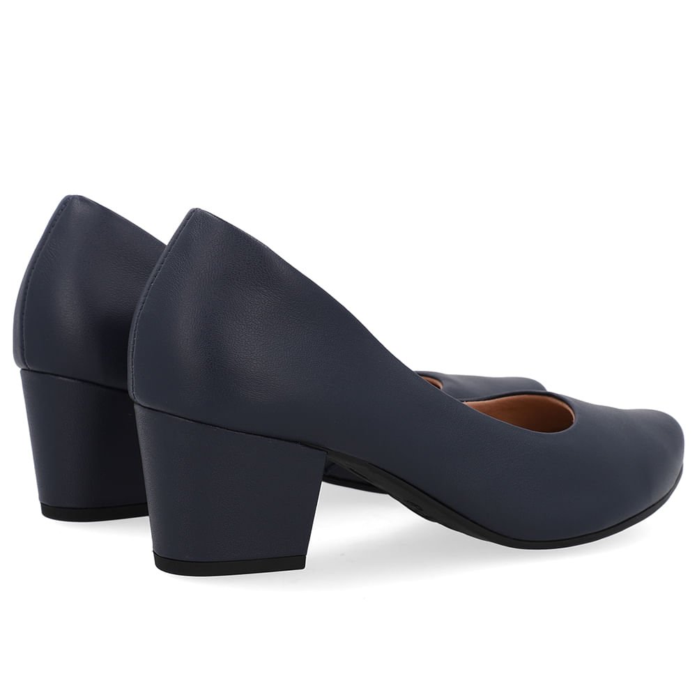 Scarpin Couro Azul Salto Bloco Azul 3