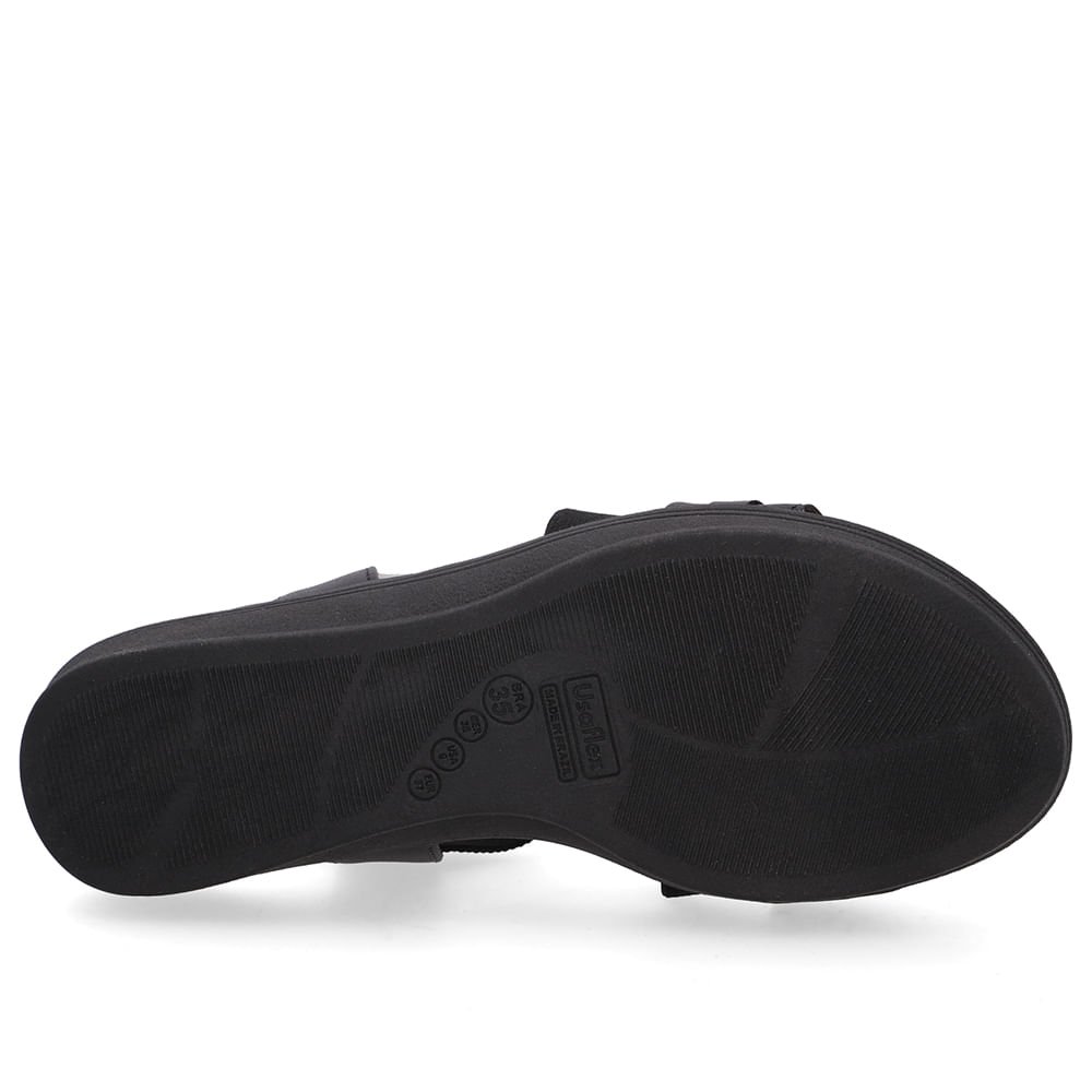 Sandália Couro Preta Tiras Elástico Preto 5