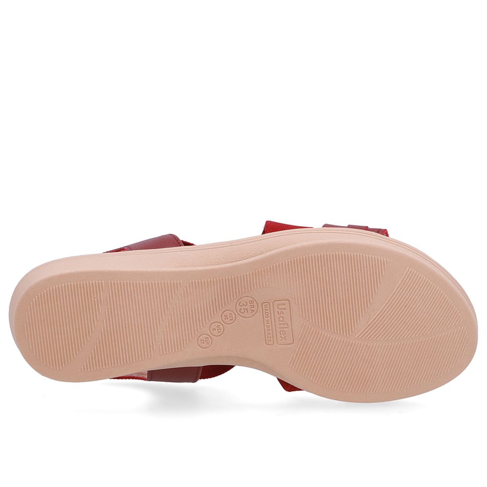 Sandália Couro Vermelha Tiras Elástico Vermelho 5