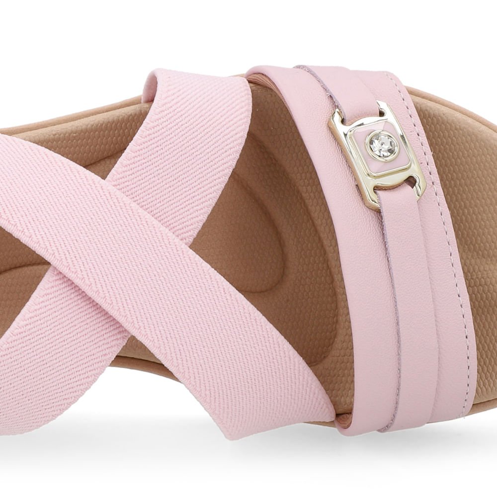 Sandália Couro Rosa Tiras Elástico Rosa 4