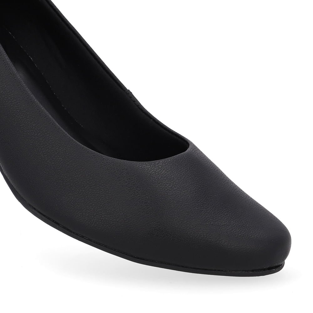 Scarpin Couro Preto Salto Bloco Preto 4