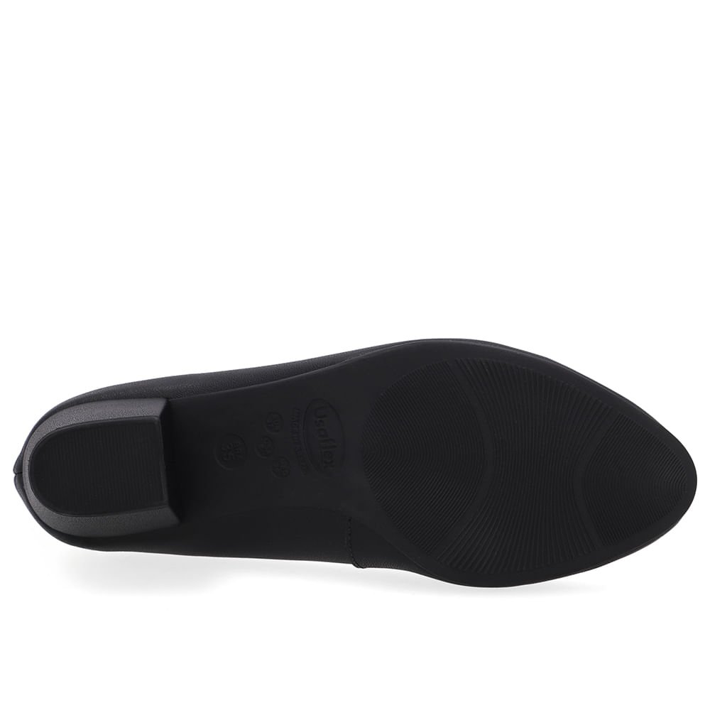 Scarpin Couro Preto Salto Bloco Preto 5