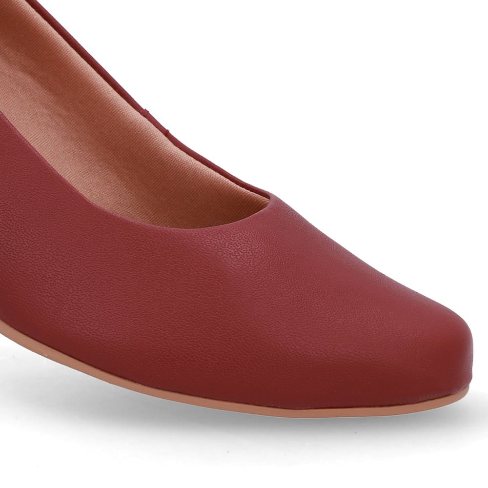 Scarpin Couro Vermelho Salto Bloco Vermelho 4