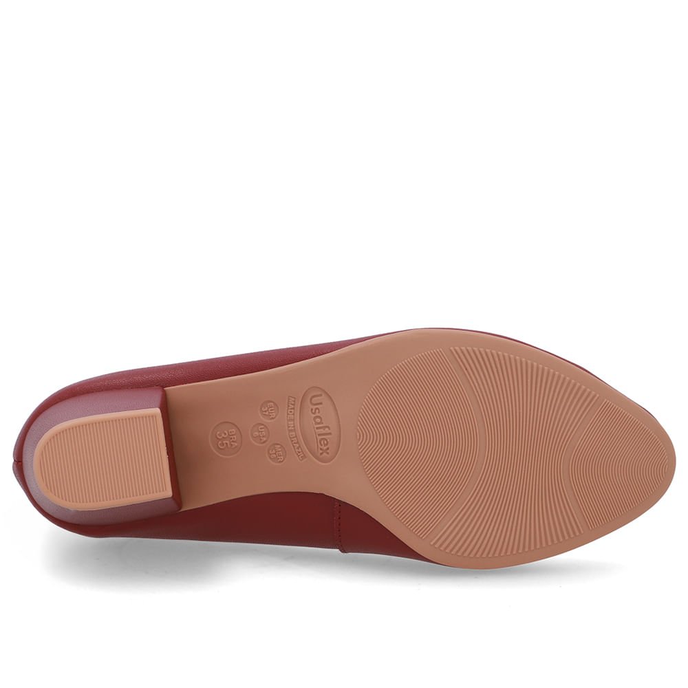 Scarpin Couro Vermelho Salto Bloco Vermelho 5