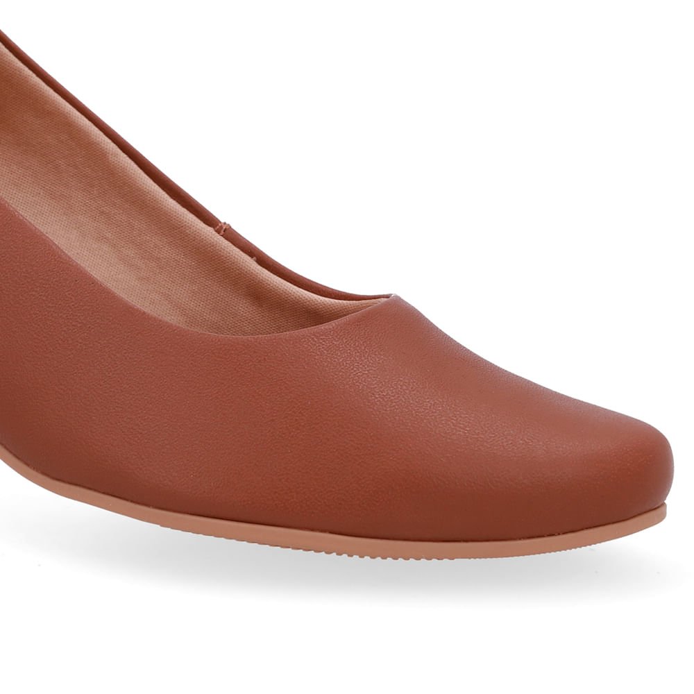 Scarpin Couro Marrom Salto Bloco Marrom 4