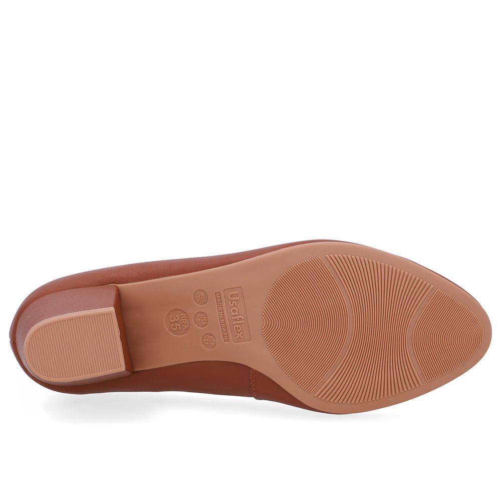 Scarpin Couro Marrom Salto Bloco Marrom 5
