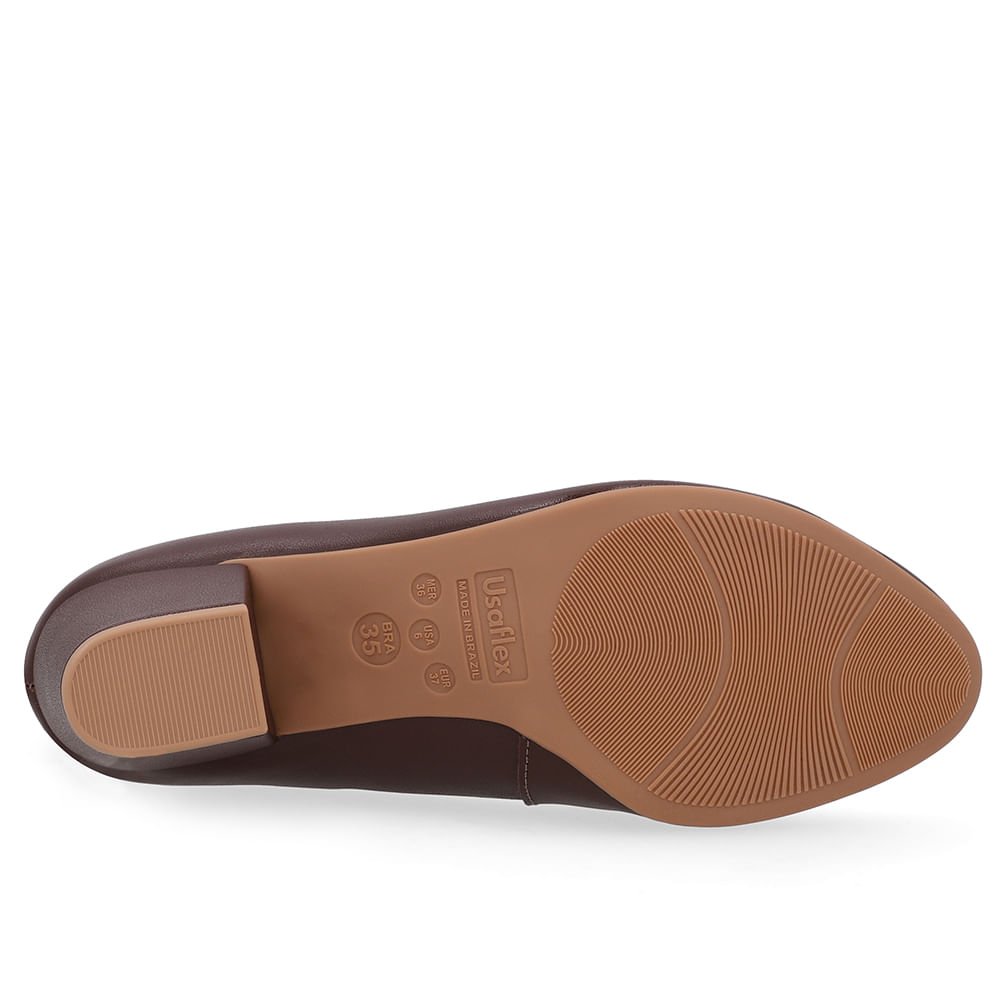 Scarpin Couro Marrom Pinhão Detalhe Bridão Pinhão 5