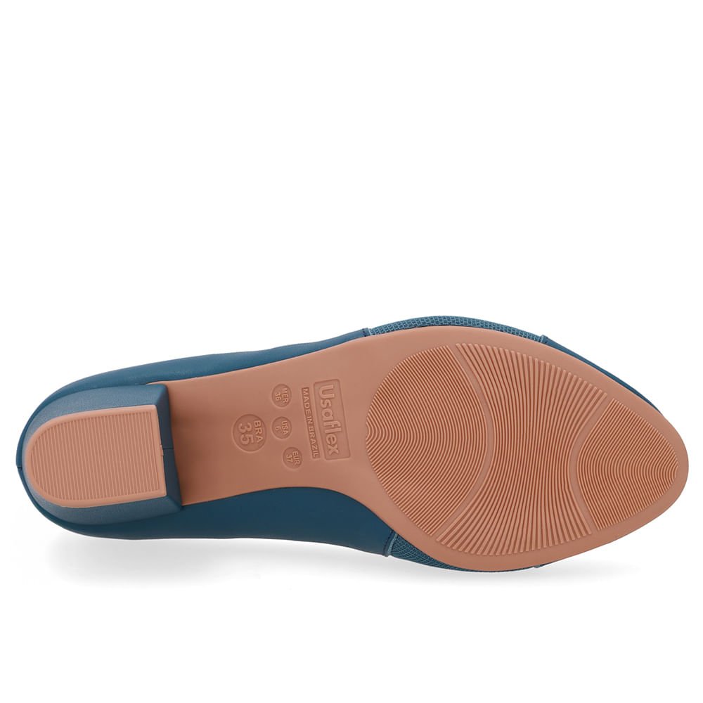 Scarpin Couro Azul Lateral Tecido Azul 5