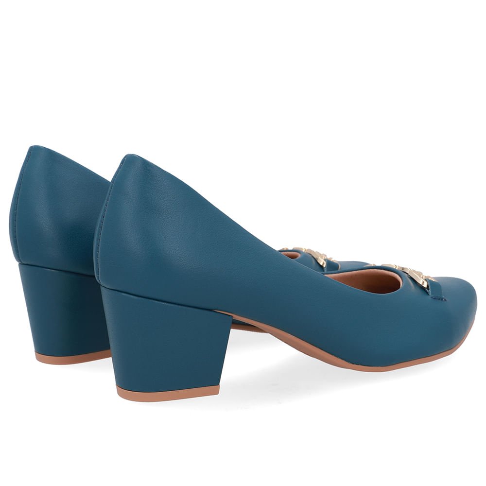 Scarpin Couro Azul Detalhe Bridão Azul 3