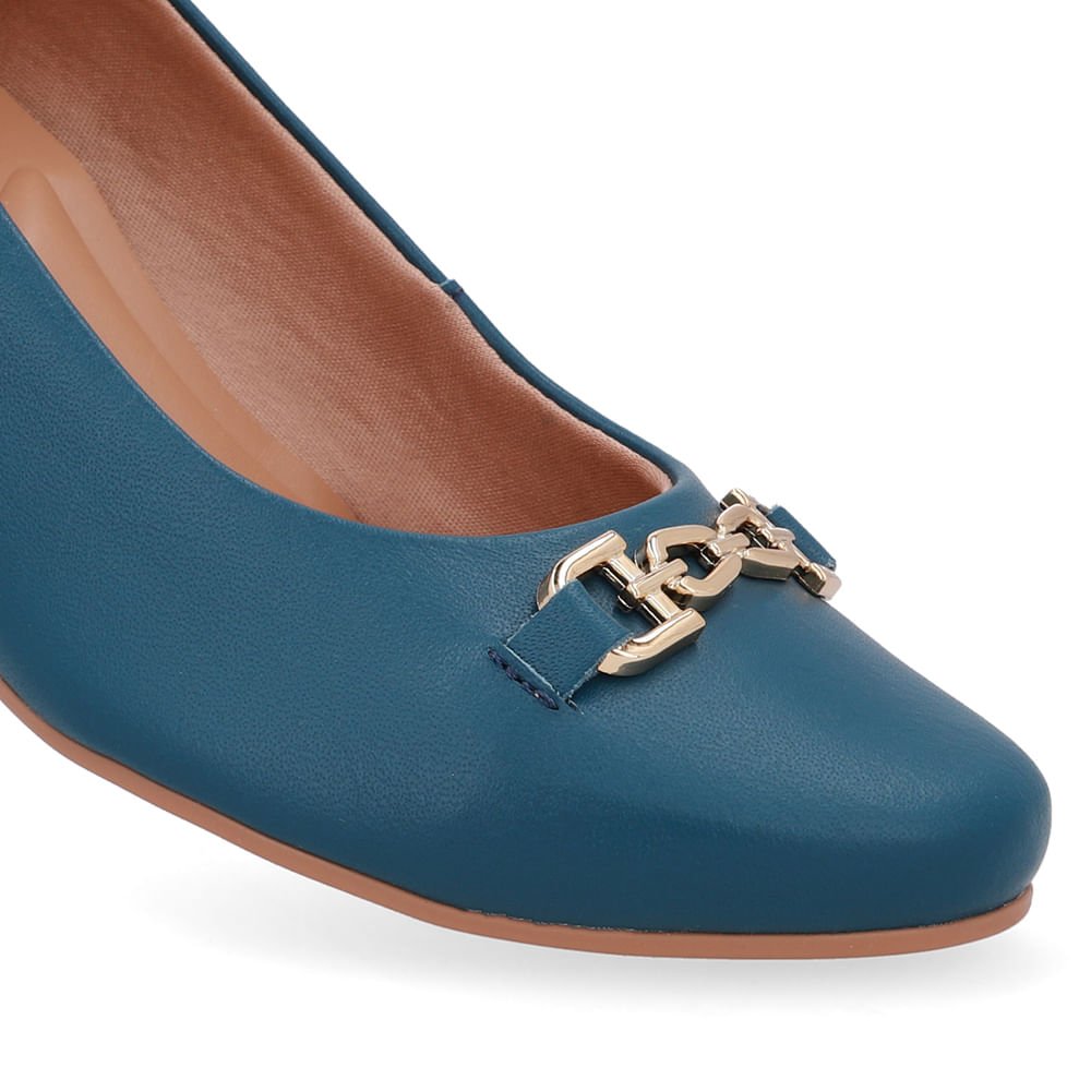 Scarpin Couro Azul Detalhe Bridão Azul 4