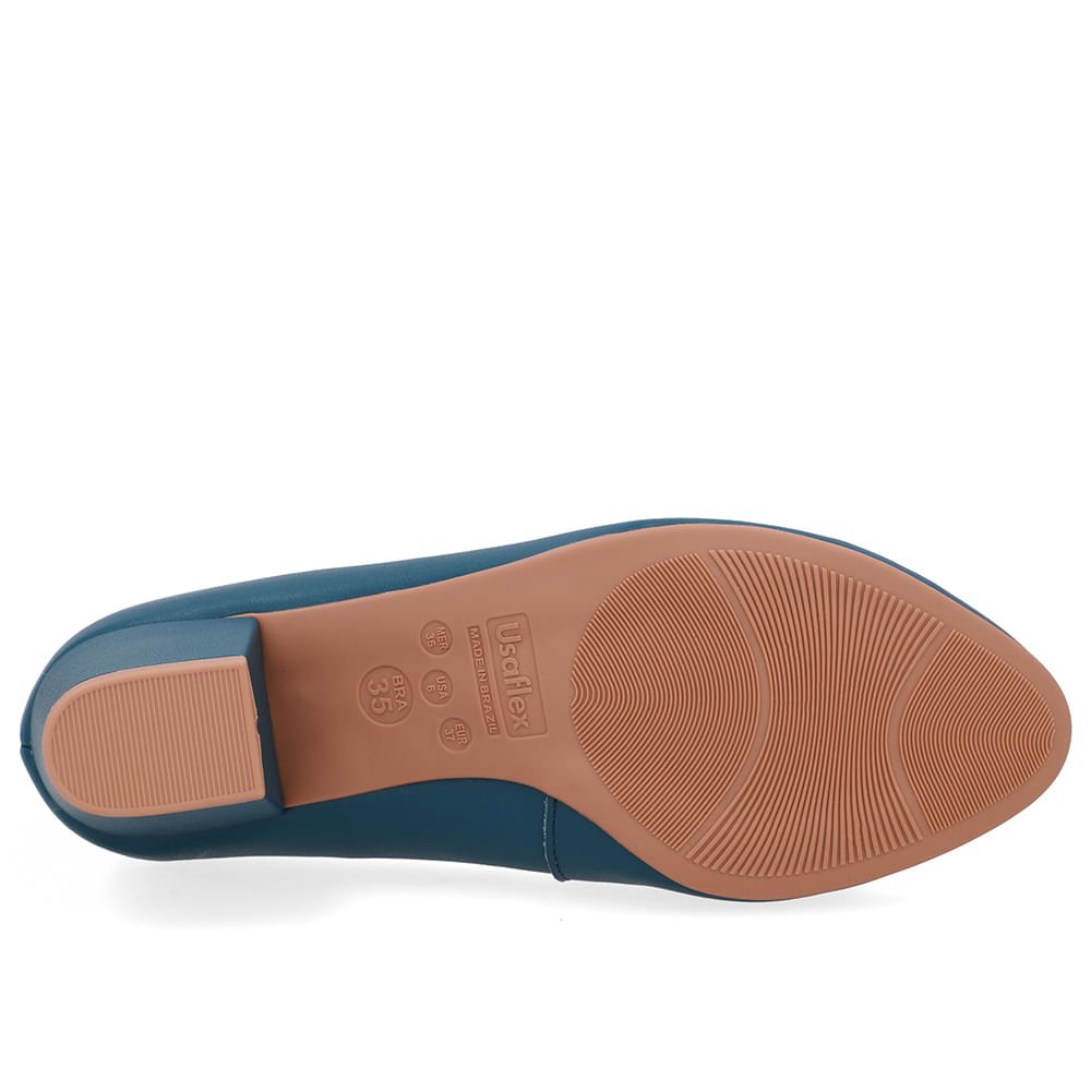 Scarpin Couro Azul Detalhe Bridão Azul 5
