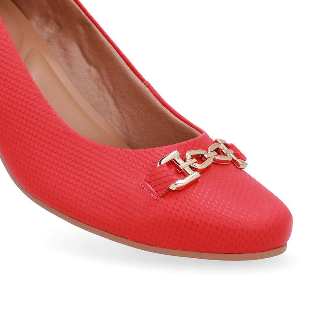 Scarpin Couro Vermelho Detalhe Bridão Vermelho 4