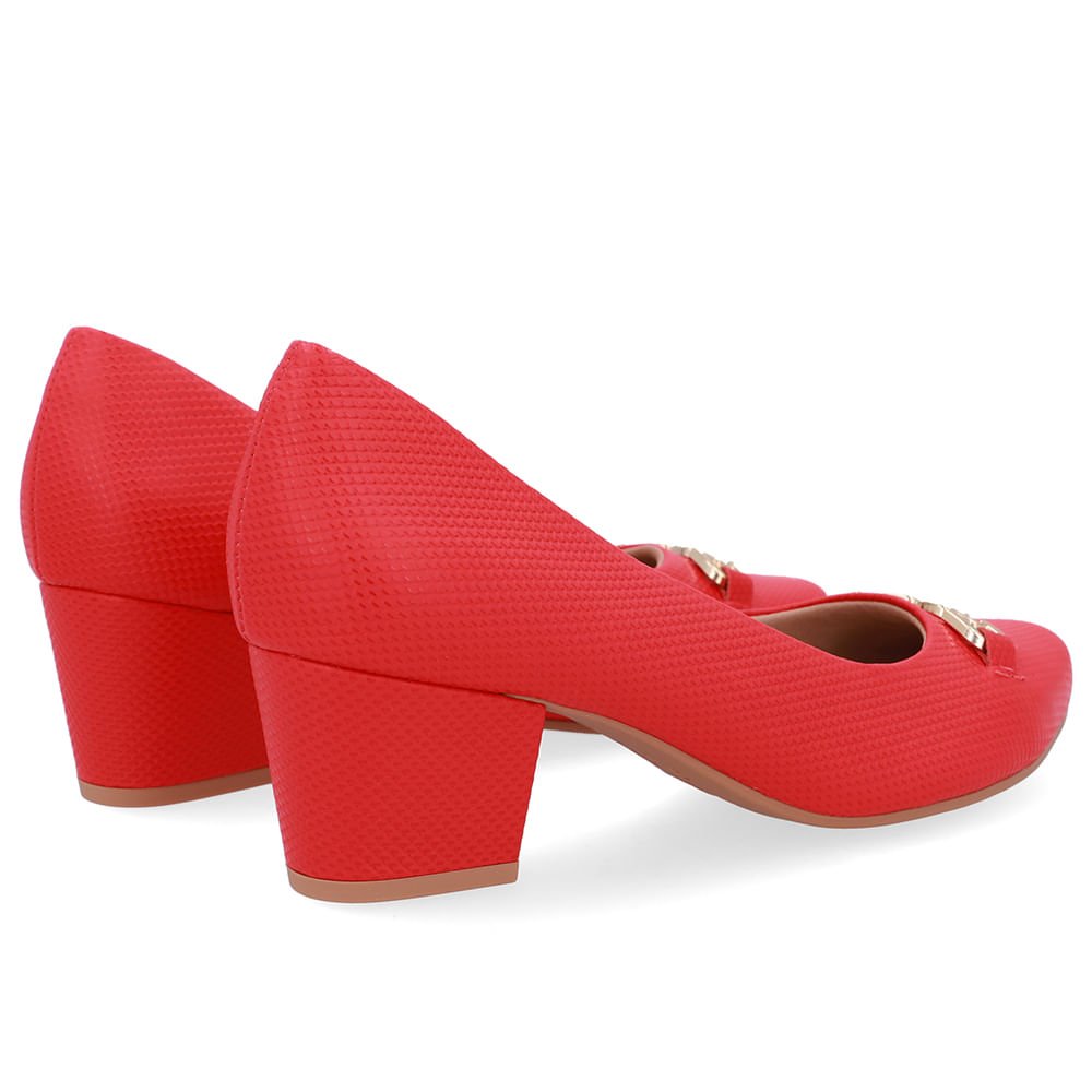 Scarpin Couro Vermelho Detalhe Bridão Vermelho 3