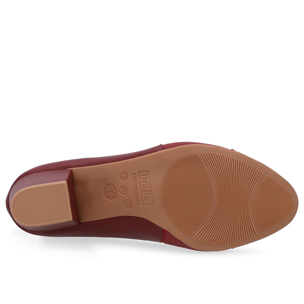 Scarpin Couro Vermelho Lateral Tecido Vermelho 5