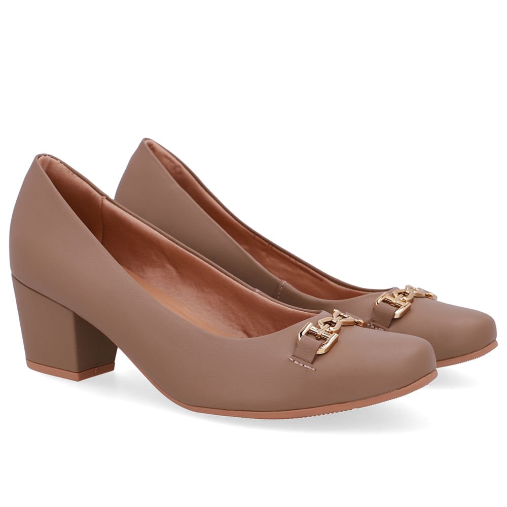 Scarpin Couro Marrom Fendi Detalhe Bridão Marrom 2