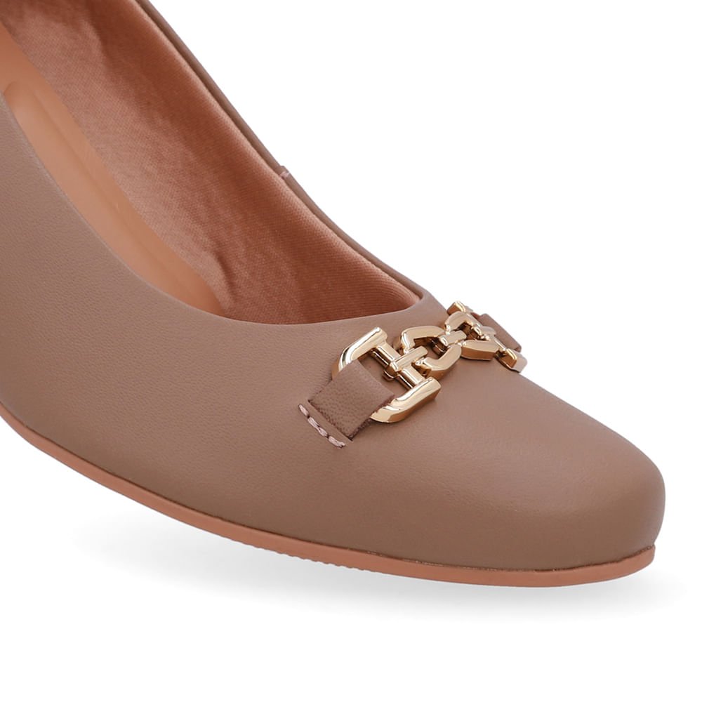 Scarpin Couro Marrom Fendi Detalhe Bridão Marrom 4