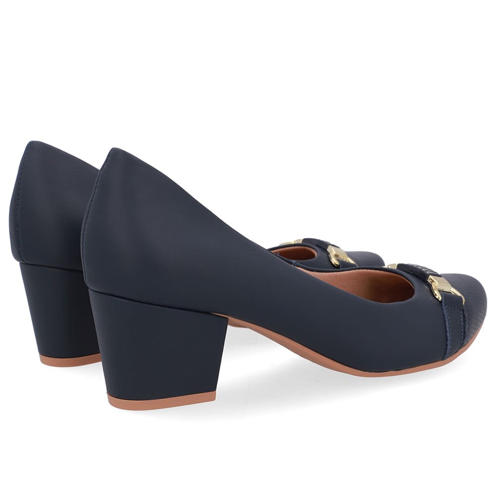 Scarpin Couro Azul Salto Bloco Azul 3