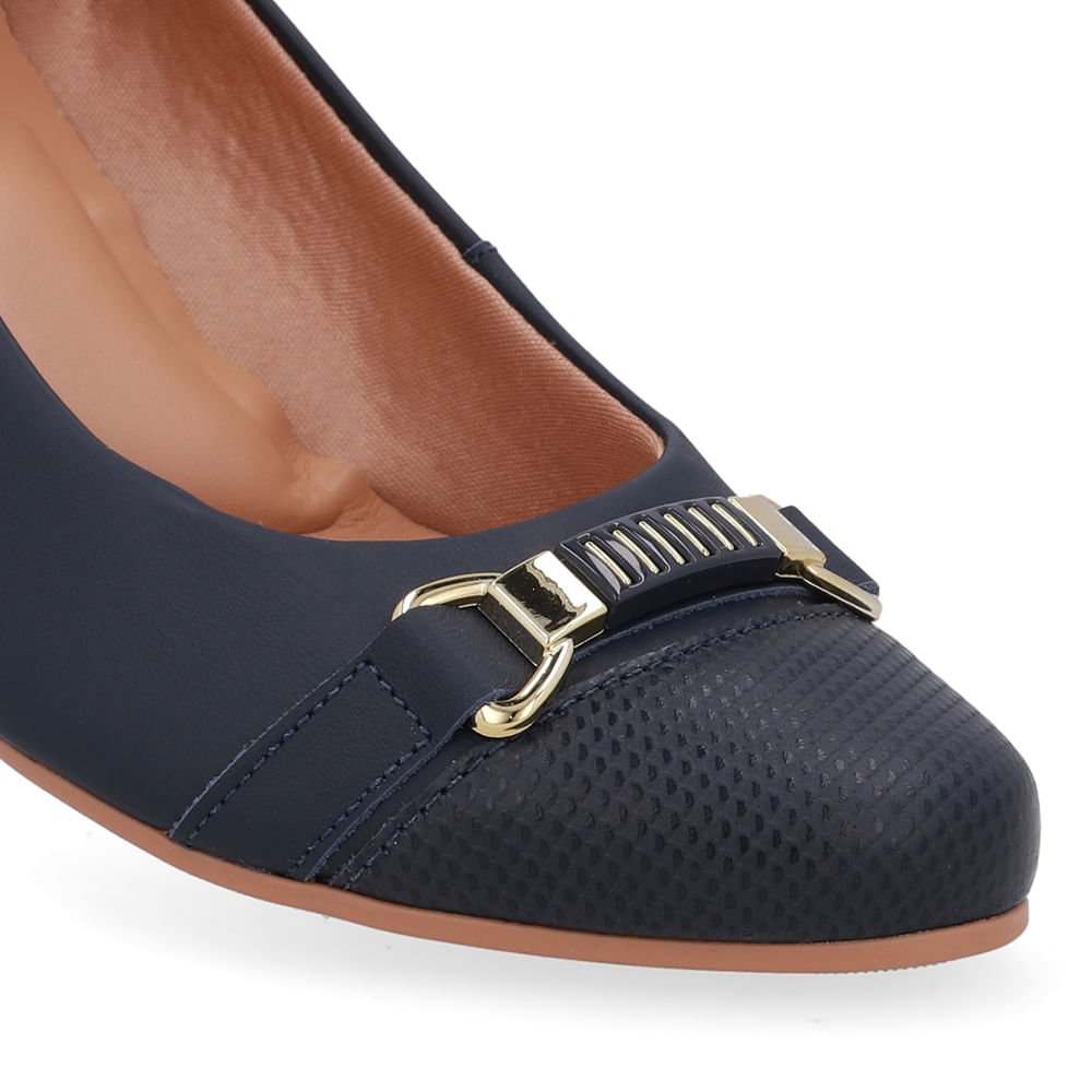 Scarpin Couro Azul Salto Bloco Azul 4