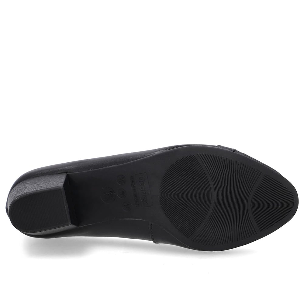 Scarpin Couro Preto Salto Bloco Preto 5