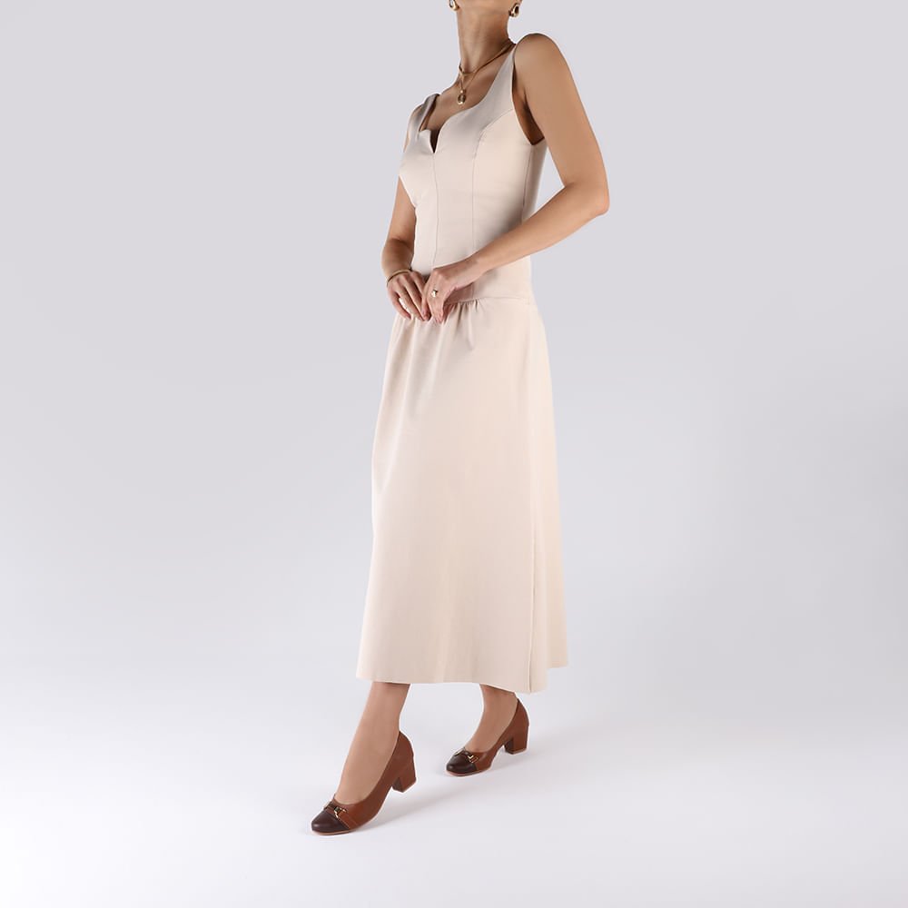 Scarpin Couro Marrom Salto Bloco Marrom 4
