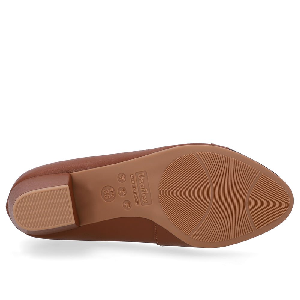Scarpin Couro Marrom Salto Bloco Marrom 5